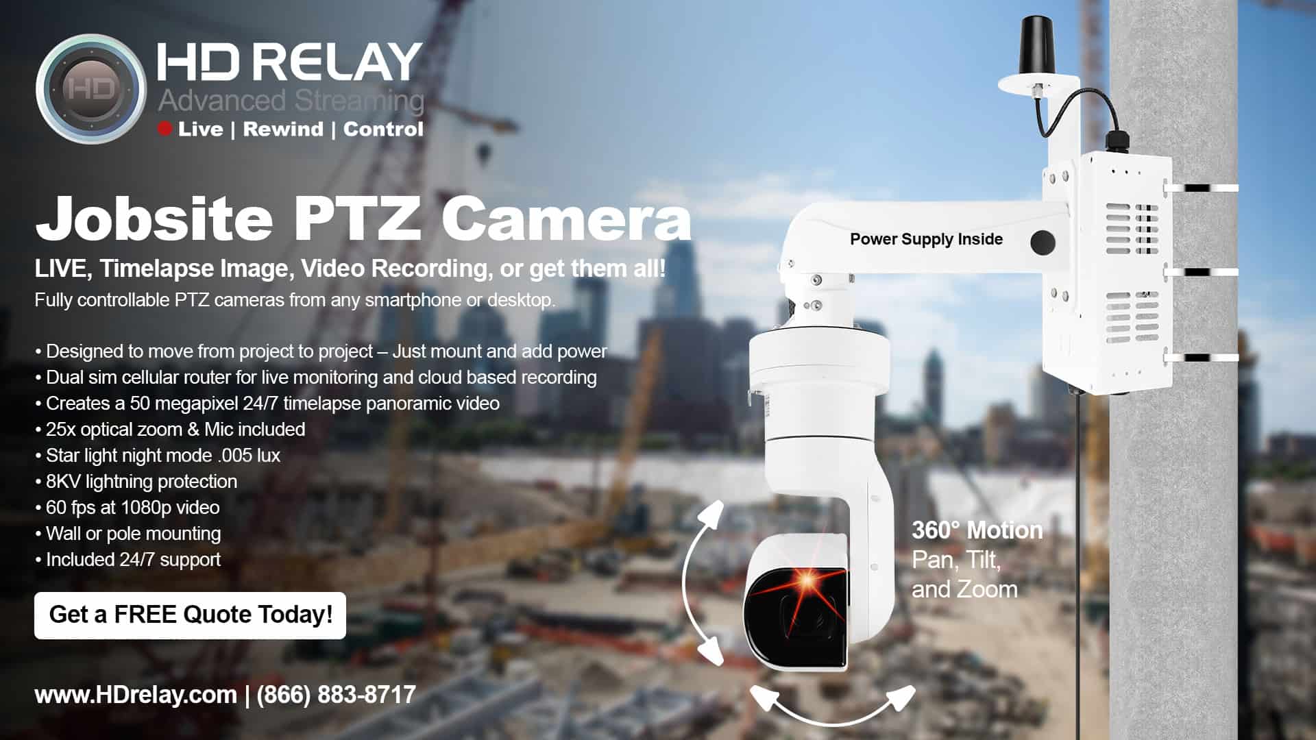 jobsite camera ptz with dual sim cellular router