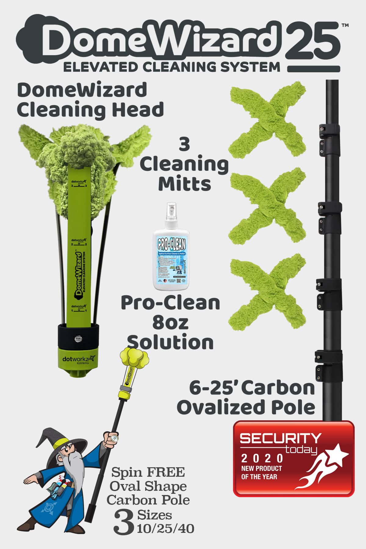 DomeWizard 25 - Elevated Cleaning System with Multiple Cleaning Modes from Dotworkz 2020