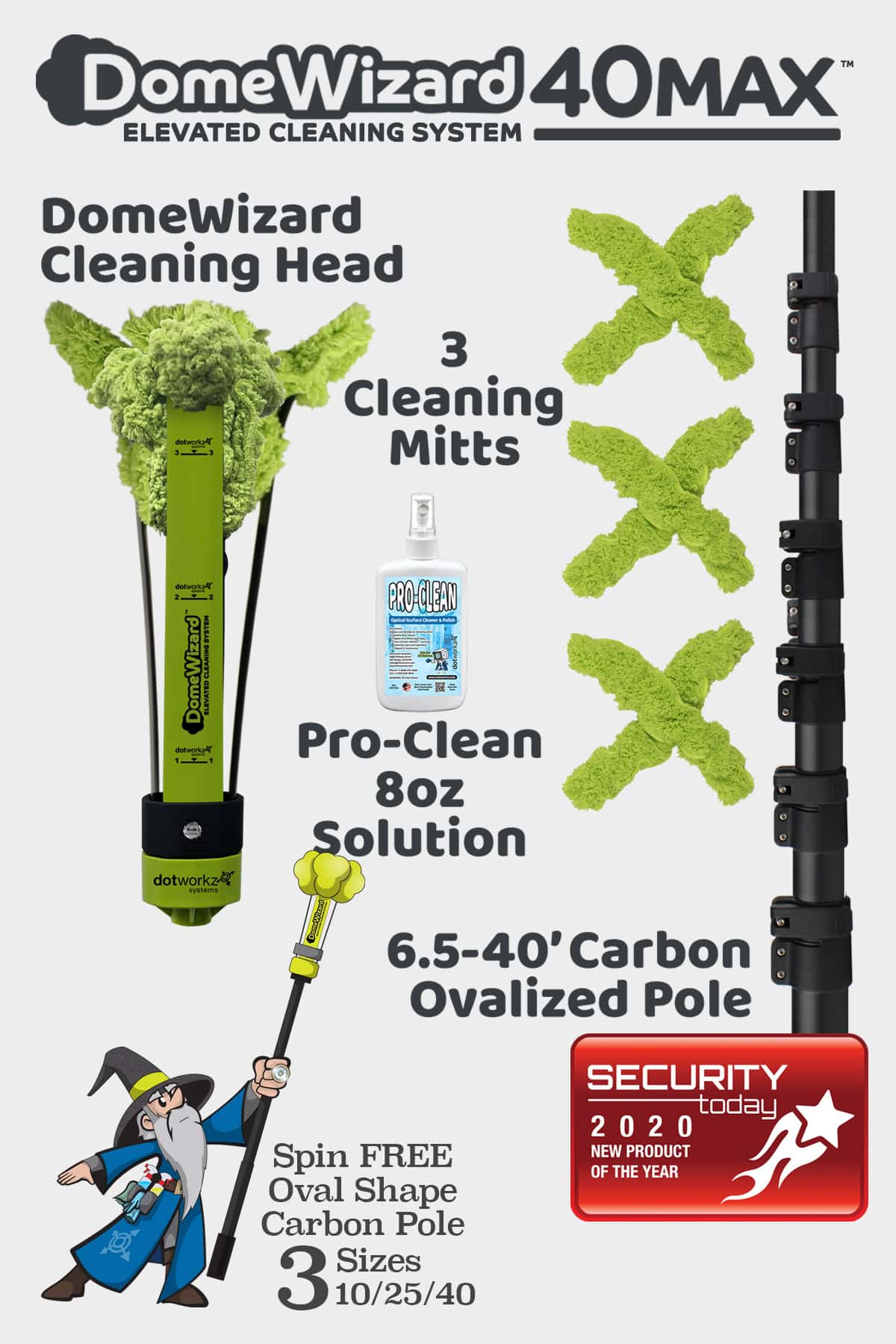 DomeWizard 40MAX - Elevated Cleaning System with Multiple Cleaning Modes from Dotworkz 2020